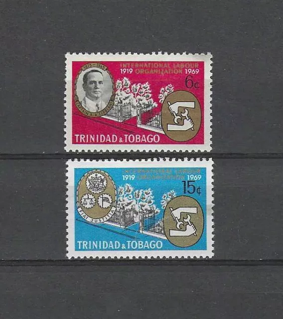 TRINIDAD & TOBAGO , 1969 , 50th ANNIV. ILO , SET OF 2 STAMPS , PERF , VLH