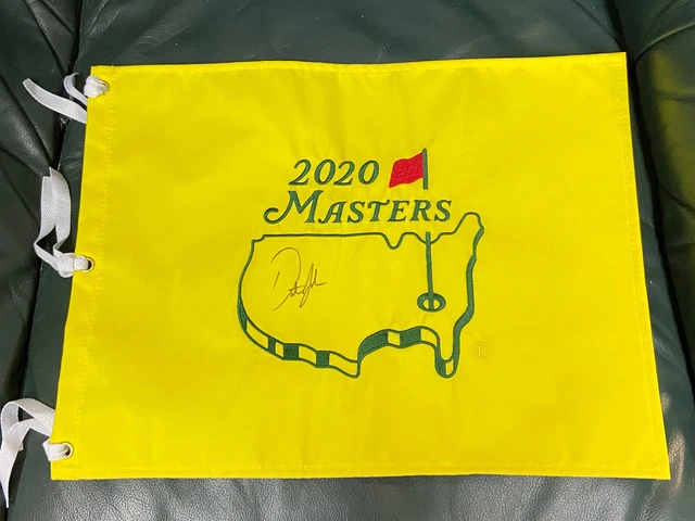 Dustin Johnson Signed 2020 Masters Golf Pin Flag Augusta Major Champion