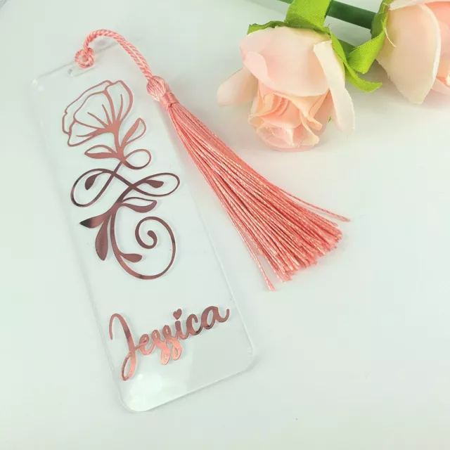 Personalised flower rose gold Bookmark - custom name back to school mothers day