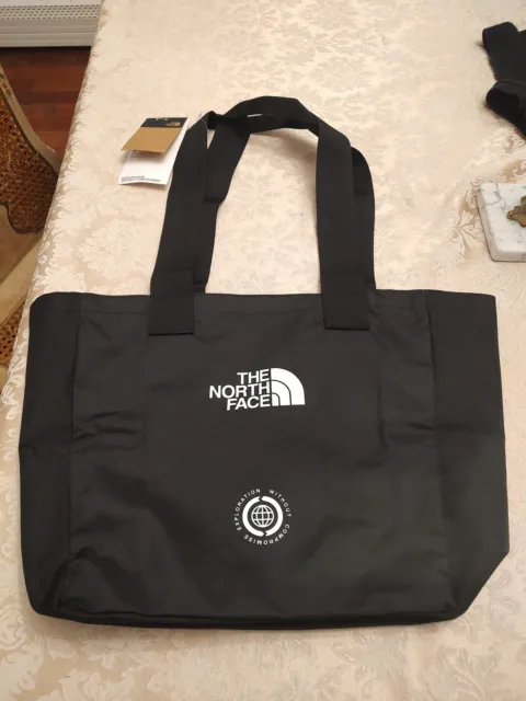 NEW The North Face Loop Nylon Medium Tote Reuse Bag Black  Logo Print 15"x13"x5"