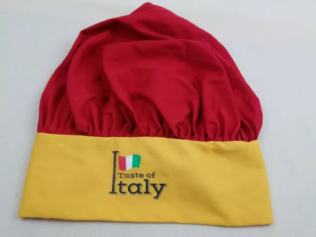 Taste of Italy Chef's Hat Uniform Cap Restaurant Bistro Red & Yellow Adjustable