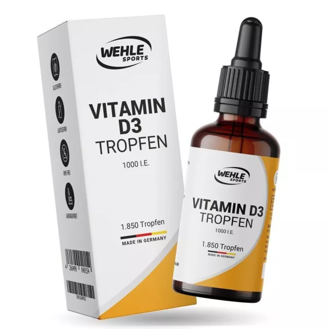 Wehle Sports Vitamin D3 Tropfen 1000 I.E.  hochdosiert 50ml 1850 Tropfen