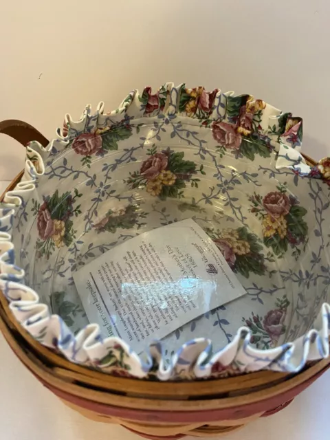 Longaberger 1995 Mothers Day Basket Of Love White Floral Liner Protector 2