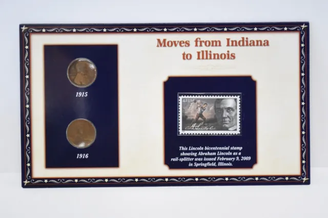 100 Years of Lincoln Coins (1915,1916) & Stamp (2009 Lincoln Rail-Splitter) Set