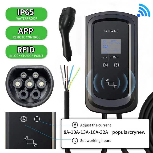 TYPE 2 EV Charger 7KW 32A 10M Home Electric Vehicle Charging Station ...