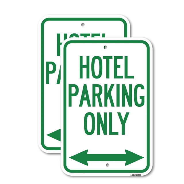 (2 Pack) Hotel Parking Only (With Bidirectional Arrow) 12" X 18" Aluminum Sign