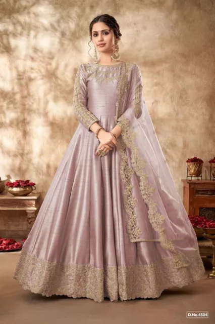 Lavender Color Beautiful Embroidery Worked Ready Made Anarkali Full Flared Gowns