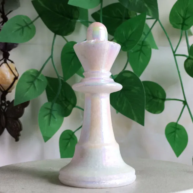 100g Titanium Angel Aura White Jade Chess Queen Carving Quartz Crystal Healing