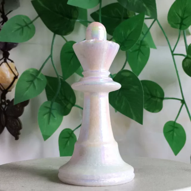 100g Titanium Angel Aura White Jade Chess Queen Carving Quartz Crystal Healing