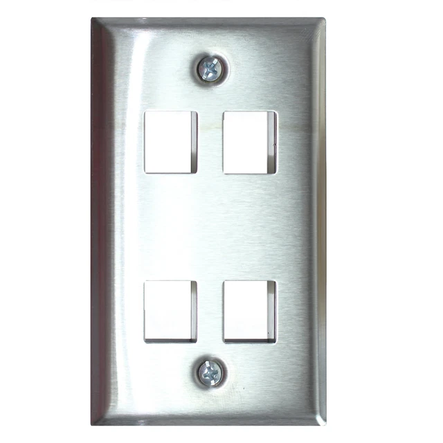 Belden Ax102009 Stainless Steel 4 Port Network Faceplate, Wall Plate