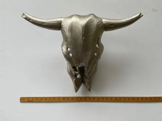 17”x24” Metal Cast Steer Bull Cow Skull Horns Wall Hanging  Southwestern Decor