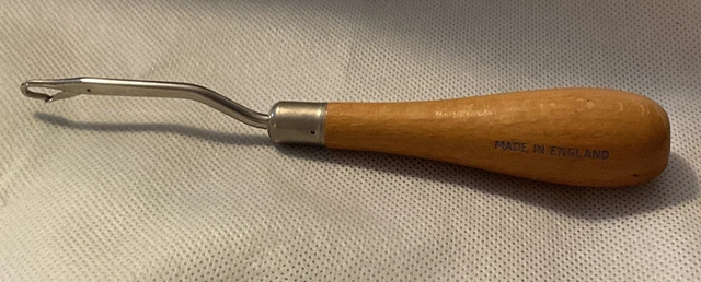 Herramienta de mano de gancho de pestillo vintage mango de madera hecho en Inglaterra