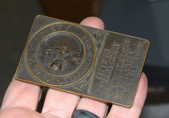 1921 W&H Co Bronze Medallion K.o.j Society 50Th Anniversary New Haven Ct Jewish
