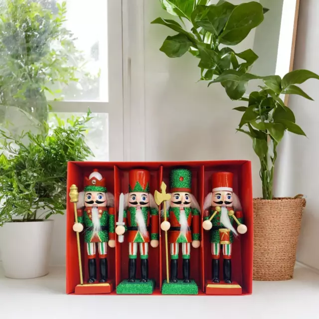 Ornamento Per Bambola Figurine Soldato Schiaccianoci Da 4 Pezzi Per Feste Di
