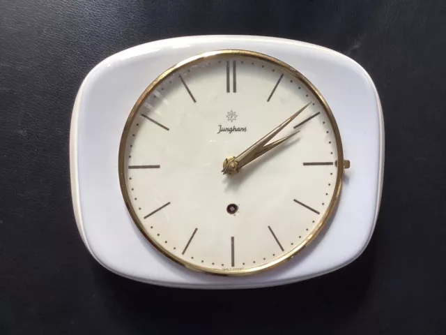 Küchenuhr Junghans  50er 60er Jahre Weiß / Hellblau