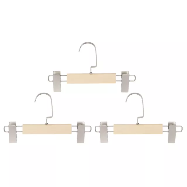 3pcs J00 Wooden Pants Hangers 260mm Clothes Hanger with Adjustable Clips