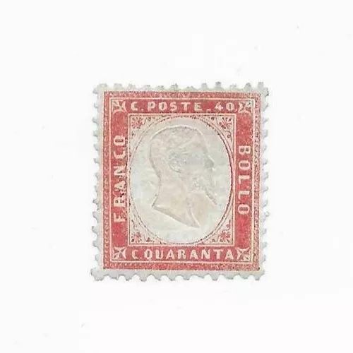 1862 used Italy 40c stamp King Victor head embossed #20; CV $200.00