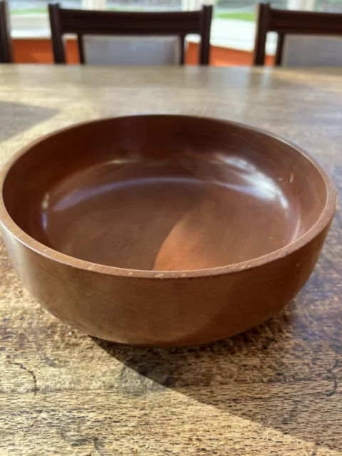 Vintage Mid-Century Teakholz Obst Salat Schüssel 9"" 60er 70er Jahre Boho Retro Tiki