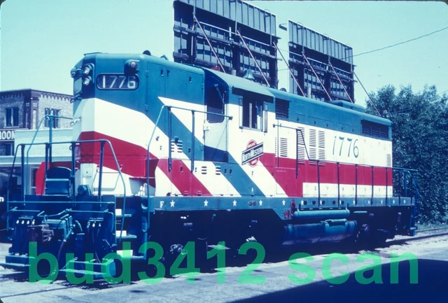 CNW Chicago & North Western GP18 #1776 Bic at Rockford IL 1976 DUPLICATE Slide!