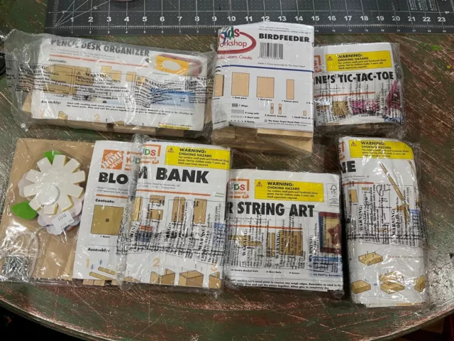 Lot of 7 New Sealed Home Depot Kids Workshop Wood Kits