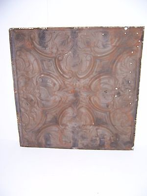 Antique Black Paint Metal Tin Ceiling Tile 24" X 24" Sheet Panel Reclaim Salvage 3