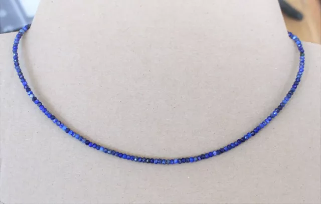 44 cm Facettiert  Lapislazuli Edelstein Natur kette ,3,3 mm, Silber ( Lapis-3 1)