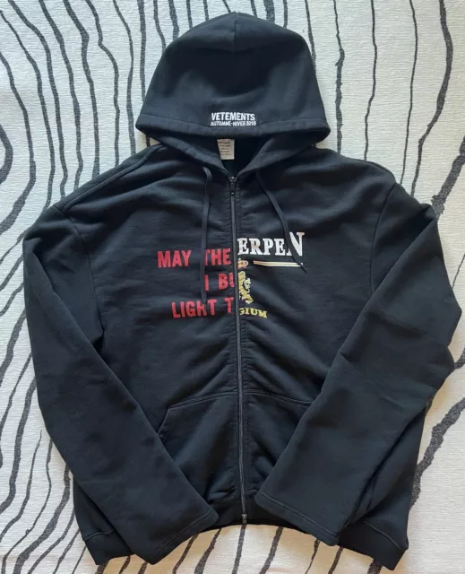 NWOT AW18 Vetements May the bridges x Antwerpen Split Zip Hoodie Size Small