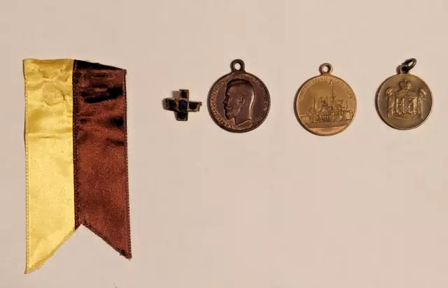 Russian Imperial medals and White Army badge/Царские медали, Николай II.