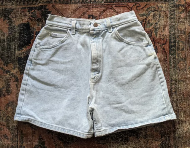 Vintage Lee High Waist Denim Shorts Mom Jeans Light Wash 12 Medium