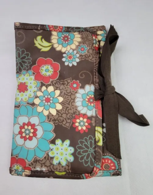 Thirty-One Fold & Go Organizer Planner Brown Floral Fanfare Trifold Note Pad