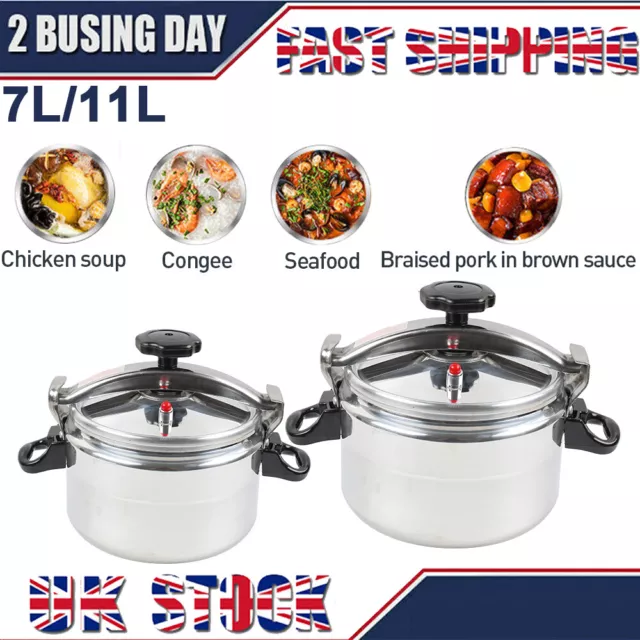 7/11 Litre Pressure Cooker Aluminium Kitchen Catering Home With Spare Gasket