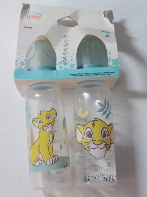 Lot de 2 biberons Disney Le Roi Lion Simba The Lion King 240ml 6m+