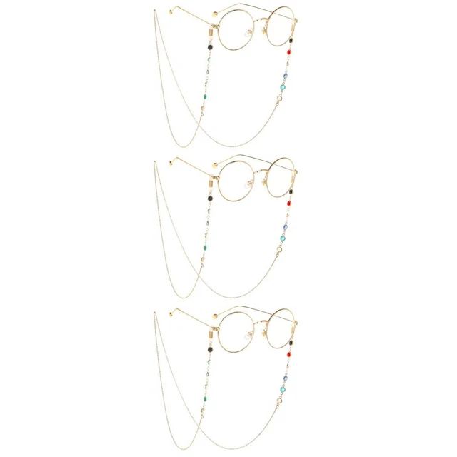 Set 3 Glasses Holder Strap Diamond Glasses Pearl Lanyard Glasses Chain