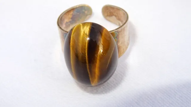 Antiker Ring Silber 835er- Vintage Ring, Verstellbar mit Tigerauge, Damenring