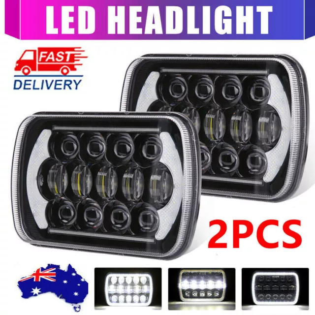 Pair For Toyota Hilux LED Headlights 5X7'' inch Hi/Lo Beam DRL Head Light Kit AU