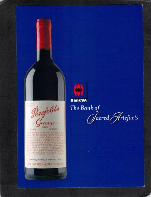 S0114 South Australia BankSA Sacred Artefacts Penfolds Grange Wine postcard