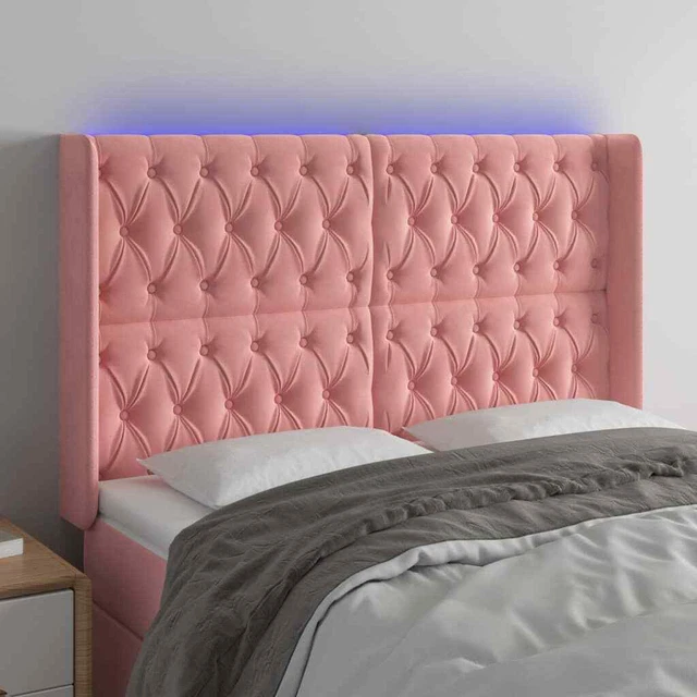 Vidaxl Testiera a LED rosa 163x16x118/128 cm in Velluto