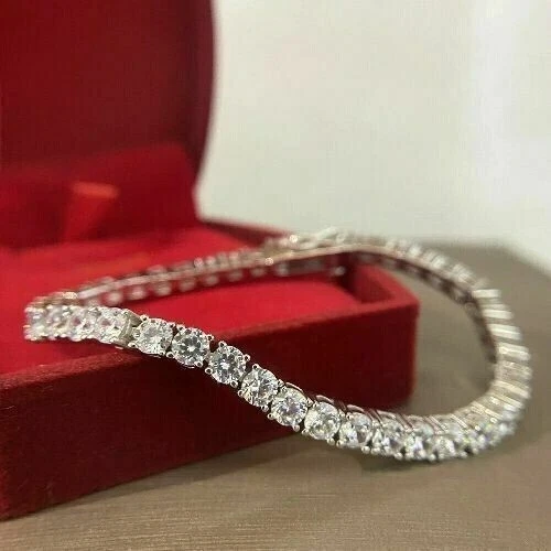 15 Ct Round Lab Created Diamond Tennis Bracelet 14k White Gold Finish