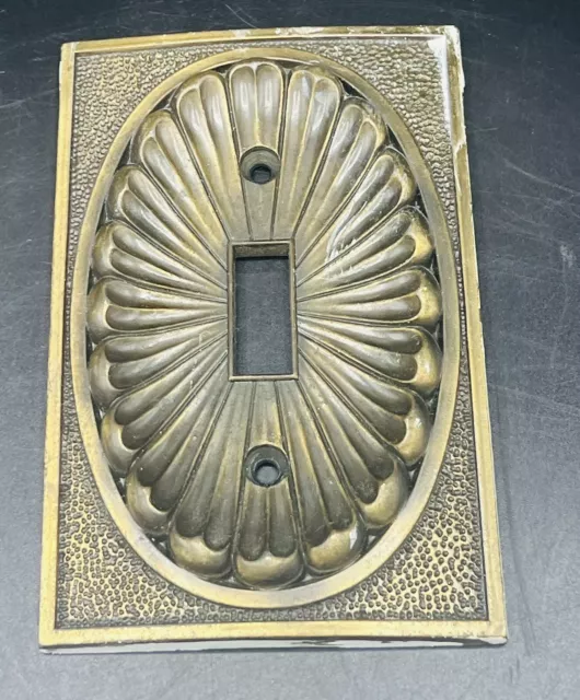American Tack & Hardware 1974 Art Deco Brass Single Switch Plate Cover