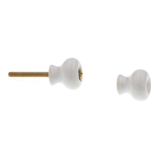 Amerock BP705-30 White 3/4” Porcelain Cabinet Knob Pulls with Gold Stem- 2 Pack 3
