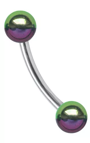 Piercing Schmuck Titan Bauch Banane 1,6mm mit 2 eloxierten Stahl Kugeln in 6mm