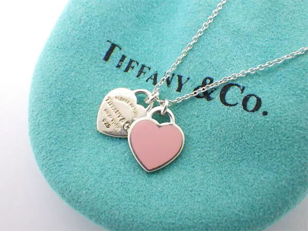 Tiffany & Co. Return to Tiffany Pink Enamel Double Heart Tag Silver Pendant  Necklace Tiffany & Co. | TLC