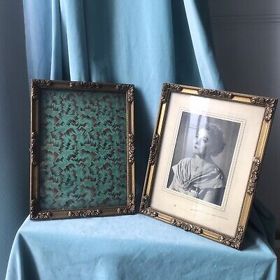 Pair Antique Wood Gesso Victorian French  Frames Carved Gilt Picture Gold 11”