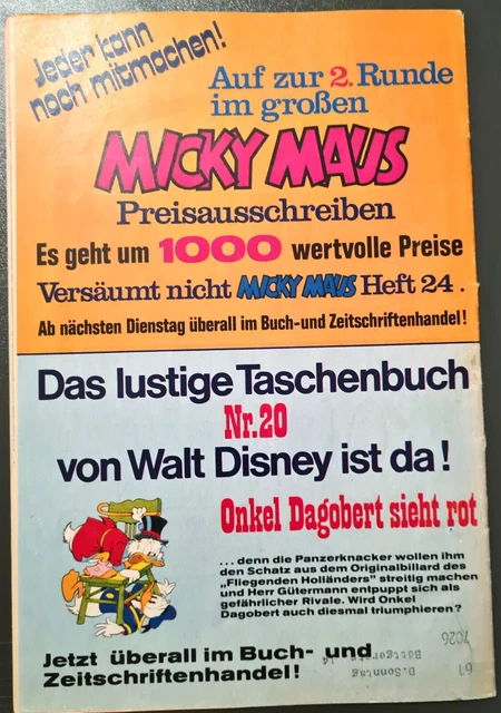 Micky Maus Comic Heft Nr.23 mit SB+GS+Beilage 1972 Z 2-3(243 2