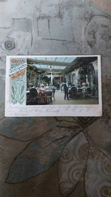 AK Litho Gruss aus dem Wintergarten in Waldorf beschrieben mit Stempel 1902