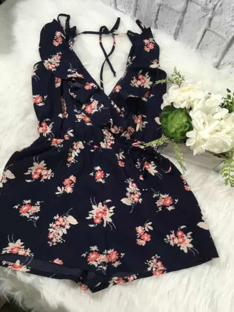 Mimi Chica Size Small Floral Sleeveless Jumpsuit Shorts Casual V-Neck Romper