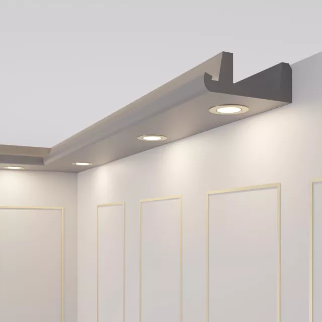 8m LED Listello OL-18 XPS Con Angoli per Illuminazione Indiretta Grigio