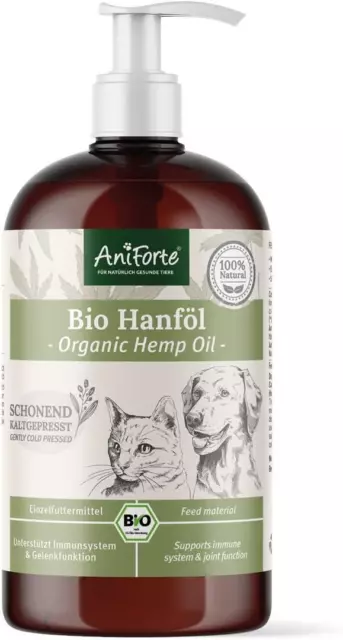 AniForte - Organic BARF Hemp Oil for Dogs & Cats 500ml - Joint Anti-Inflammatory