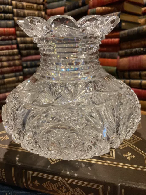 ABP CUT GLASS FLOWER CENTER in ELMIRA PATTERN: AMERICAN BRILLIANT PERIOD
