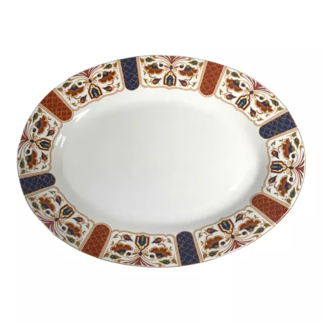 Vintage Queen's Imari Navy And Cinnabar Extra Large 15" Oval Serving Platter